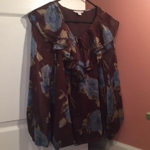 Brown floral blouse
